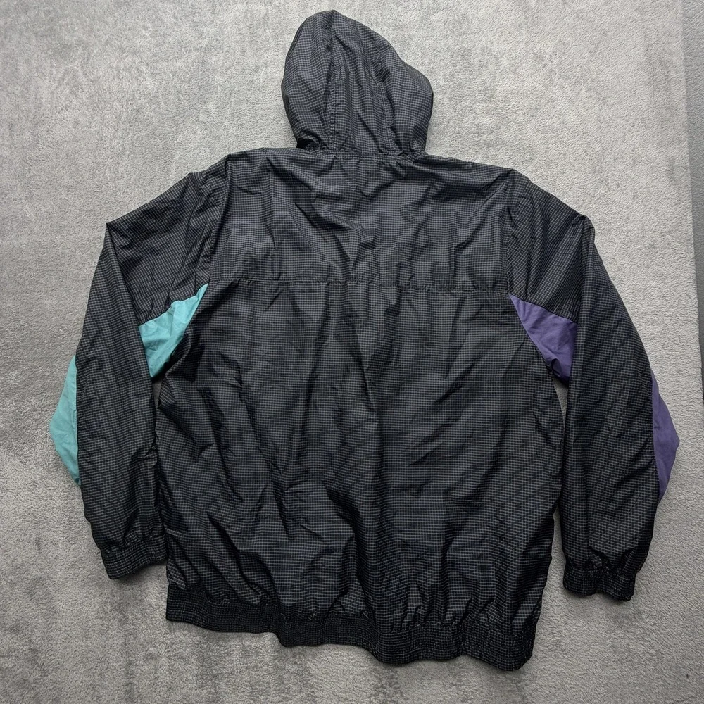 Hurley Jacket‎ Mens 2XL Black Teal Purple Colorblock Hooded Windbreaker